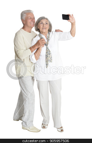 To use this stock image in your creative project, please select the size you need over to the right and click the "Add to Cart" button.
Your downloaded image will come with the Cutcaster watermark removed so don’t worry about the watermark you see on this page. portrait of senior couple taking selfie stock photo, portrait of senior couple taking selfie isolated on white background, full length by Ruslan Huzau