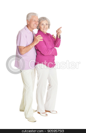 To use this stock image in your creative project, please select the size you need over to the right and click the "Add to Cart" button.
Your downloaded image will come with the Cutcaster watermark removed so don’t worry about the watermark you see on this page. portrait of senior couple pointing stock photo, portrait of senior couple pointing isolated on white background by Ruslan Huzau