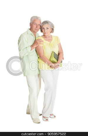 To use this stock image in your creative project, please select the size you need over to the right and click the "Add to Cart" button.
Your downloaded image will come with the Cutcaster watermark removed so don’t worry about the watermark you see on this page. senior couple posing stock photo, portrait of senior couple posing isolated on white background by Ruslan Huzau