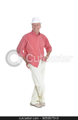 To use this stock image in your creative project, please select the size you need over to the right and click the "Add to Cart" button.
Your downloaded image will come with the Cutcaster watermark removed so don’t worry about the watermark you see on this page. portrait of senior man posing stock photo, Full length portrait of senior man posing isolated on white background by Ruslan Huzau