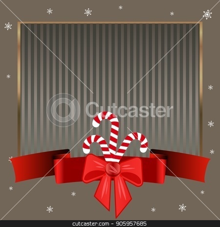 To use this stock image in your creative project, please select the size you need over to the right and click the "Add to Cart" button.
Your downloaded image will come with the Cutcaster watermark removed so don’t worry about the watermark you see on this page. Christmas candy canes. Elegant strict silver background with gold frame for text on winter theme. stock vector clipart, Striped silver background with a red ribbon with a bow, snowflakes and sweet Christmas candy canes. Elegant strict background with gold frame for text on winter theme. Can be used for invitations by Heliburcka