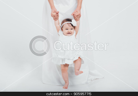 To use this stock image in your creative project, please select the size you need over to the right and click the "Add to Cart" button.
Your downloaded image will come with the Cutcaster watermark removed so don’t worry about the watermark you see on this page. a little girl in a white dress learns to walk holding her mother's hands. Newborn fashion stock photo, a little girl in a white dress learns to walk holding her mother's hands. Newborn fashion by aaalll3110