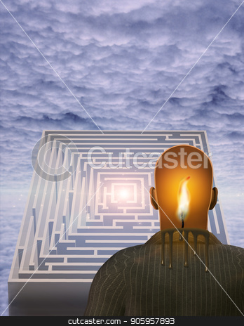 To use this stock image in your creative project, please select the size you need over to the right and click the "Add to Cart" button.
Your downloaded image will come with the Cutcaster watermark removed so don’t worry about the watermark you see on this page. Candle Man stock photo, Surrealism. Melting candle in man's head. Maze. by Bruce Rolff