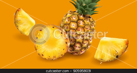 To use this stock image in your creative project, please select the size you need over to the right and click the "Add to Cart" button.
Your downloaded image will come with the Cutcaster watermark removed so don’t worry about the watermark you see on this page. Pineapple on a bright yellow background stock vector clipart, Realistic pineapple on a bright yellow background. by ConceptCafe