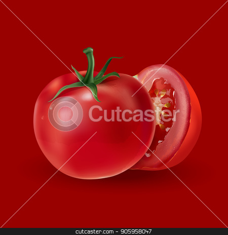 To use this stock image in your creative project, please select the size you need over to the right and click the "Add to Cart" button.
Your downloaded image will come with the Cutcaster watermark removed so don’t worry about the watermark you see on this page. Tomatoes on a red background stock vector clipart, Realistic fresh tomatoes on a red background. by ConceptCafe