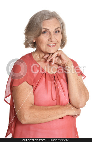 To use this stock image in your creative project, please select the size you need over to the right and click the "Add to Cart" button.
Your downloaded image will come with the Cutcaster watermark removed so don’t worry about the watermark you see on this page. Portrait of senior woman in blue blouse posing stock photo, Portrait of senior woman in blue blouse posing isolated on white background by Ruslan Huzau