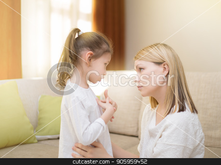 To use this stock image in your creative project, please select the size you need over to the right and click the "Add to Cart" button.
Your downloaded image will come with the Cutcaster watermark removed so don’t worry about the watermark you see on this page. Beautiful mother is comforting her sad little daughter at home. stock photo, Beautiful mother is comforting her sad little daughter at home. Family relationships. by Alfira Poyarkova