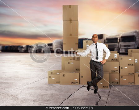 To use this stock image in your creative project, please select the size you need over to the right and click the "Add to Cart" button.
Your downloaded image will come with the Cutcaster watermark removed so don’t worry about the watermark you see on this page. Businessman holds a pile of packages in a hand. concept of fast delivery stock photo, Businessman holds a pile of packages in a hand. concept of fast and easy delivery by Federico Caputo