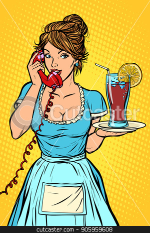 To use this stock image in your creative project, please select the size you need over to the right and click the "Add to Cart" button.
Your downloaded image will come with the Cutcaster watermark removed so don’t worry about the watermark you see on this page. Cola with lemon Delivery. Hotel service. Waitress stock vector clipart, Cola with lemon Delivery. Hotel service. Waitress. Comic cartoon pop art retro vector drawing by rogistok