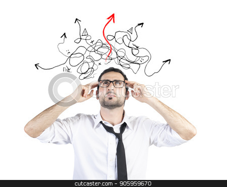To use this stock image in your creative project, please select the size you need over to the right and click the "Add to Cart" button.
Your downloaded image will come with the Cutcaster watermark removed so don’t worry about the watermark you see on this page. Confused businessman found the way of the solution stock photo, Confused businessman found the easy way of the solution by Federico Caputo