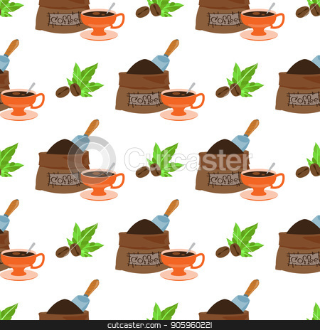 To use this stock image in your creative project, please select the size you need over to the right and click the "Add to Cart" button.
Your downloaded image will come with the Cutcaster watermark removed so don’t worry about the watermark you see on this page. Seamless pattern with illustrations on the theme of coffee. Coffee beans and a bag of coffee beans stock vector clipart, Seamless pattern with illustrations on the theme of coffee. Coffee beans and a bag of coffee beans. by Filipp Efanov