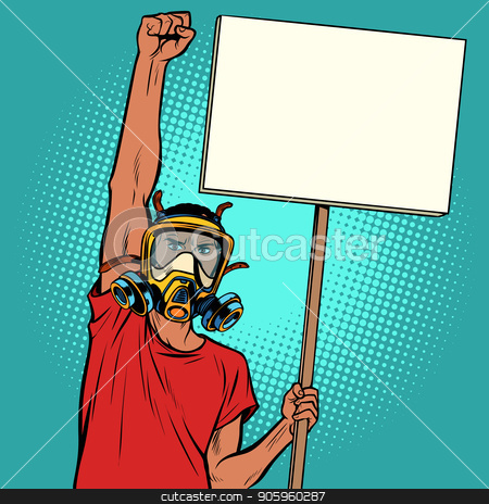To use this stock image in your creative project, please select the size you need over to the right and click the "Add to Cart" button.
Your downloaded image will come with the Cutcaster watermark removed so don’t worry about the watermark you see on this page. African man protest against polluted air, ecology and environmen stock vector clipart, African man protest against polluted air, ecology and environment. Pop art retro vector illustration vintage kitsch drawing by studiostoks
