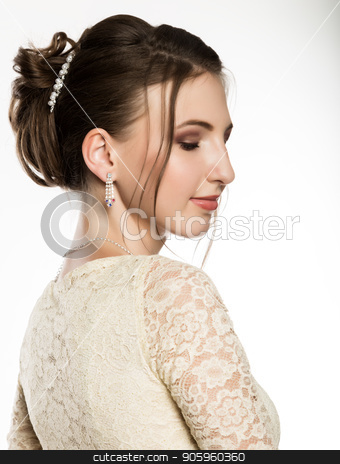 To use this stock image in your creative project, please select the size you need over to the right and click the "Add to Cart" button.
Your downloaded image will come with the Cutcaster watermark removed so don’t worry about the watermark you see on this page. portrait of tender young woman in cream dress on a white background. professional make-up stock photo, portrait of tender young woman in cream dress on a white background. professional make-up. by Alexander