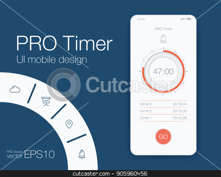 To use this stock image in your creative project, please select the size you need over to the right and click the "Add to Cart" button.
Your downloaded image will come with the Cutcaster watermark removed so don’t worry about the watermark you see on this page. Timer application UI design concept stock vector clipart, Timer clock application UI design concept. Stock vector by Amelisk