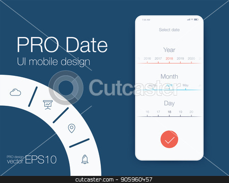 To use this stock image in your creative project, please select the size you need over to the right and click the "Add to Cart" button.
Your downloaded image will come with the Cutcaster watermark removed so don’t worry about the watermark you see on this page. Date application UI design concept stock vector clipart, Date application UI design concept. Stock vector by Amelisk