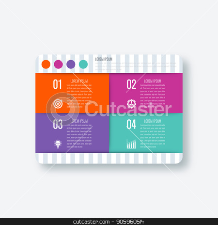 To use this stock image in your creative project, please select the size you need over to the right and click the "Add to Cart" button.
Your downloaded image will come with the Cutcaster watermark removed so don’t worry about the watermark you see on this page. Vector illustration infographics four options stock vector clipart, Vector illustration infographics four options. Stock vector by Amelisk