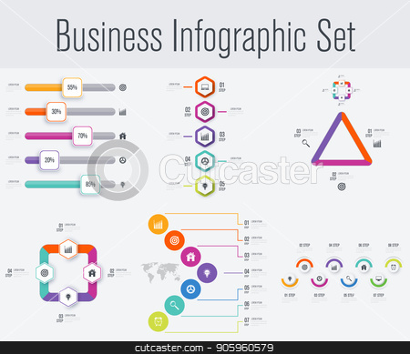To use this stock image in your creative project, please select the size you need over to the right and click the "Add to Cart" button.
Your downloaded image will come with the Cutcaster watermark removed so don’t worry about the watermark you see on this page. Set with infographics stock vector clipart, Set with infographics. Data and information visualization. Template. Stock vector. Dynamic infographics stylish geometric. element for design business invitations, gift cards, flyers and brochures by Amelisk