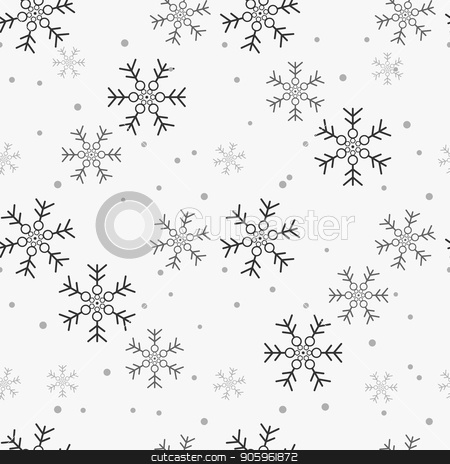 Snowflake simple seamless pattern. Blue snow on white