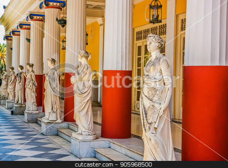 To use this stock image in your creative project, please select the size you need over to the right and click the "Add to Cart" button.
Your downloaded image will come with the Cutcaster watermark removed so don’t worry about the watermark you see on this page. Row of Greek Statues and Columns stock photo, Statues and columns outside an ancient Greek palace by Darryl Brooks