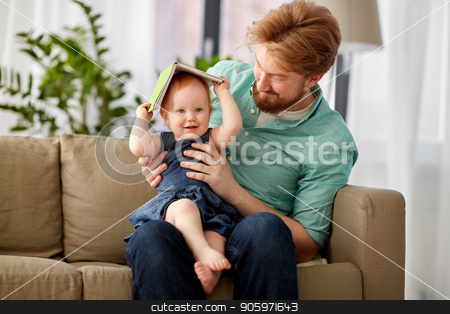 To use this stock image in your creative project, please select the size you need over to the right and click the "Add to Cart" button.
Your downloaded image will come with the Cutcaster watermark removed so don’t worry about the watermark you see on this page. father and baby daughter playing with book at home stock photo, family, fatherhood and people concept - happy red haired father and little baby daughter playing with book at home by Syda Productions