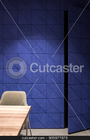 To use this stock image in your creative project, please select the size you need over to the right and click the "Add to Cart" button.
Your downloaded image will come with the Cutcaster watermark removed so don’t worry about the watermark you see on this page. Nice interior with textured blue wall and door stock photo, Stylish luminous interior with a textured blue wall with a opened door and a gray floor. There is a wooden table with a light chair. Closeup. Vertical. by bezikus