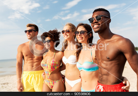 To use this stock image in your creative project, please select the size you need over to the right and click the "Add to Cart" button.
Your downloaded image will come with the Cutcaster watermark removed so don’t worry about the watermark you see on this page. happy friends hugging on summer beach stock photo, friendship, summer holidays and people concept - happy friends hugging on beach by Syda Productions