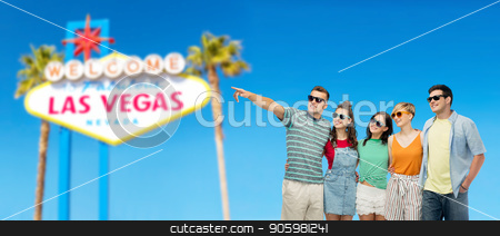 To use this stock image in your creative project, please select the size you need over to the right and click the "Add to Cart" button.
Your downloaded image will come with the Cutcaster watermark removed so don’t worry about the watermark you see on this page. friends in sunglasses stock photo, entertainment, leisure and friendship concept - group of happy smiling friends in sunglasses pointing finger to something over welcome to fabulous las vegas sign background by Syda Productions