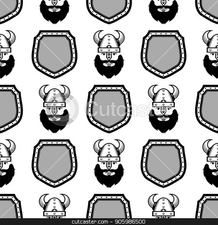 To use this stock image in your creative project, please select the size you need over to the right and click the "Add to Cart" button.
Your downloaded image will come with the Cutcaster watermark removed so don’t worry about the watermark you see on this page. Viking Warrior Head Icon on Metal Shield Seamless Pattern stock vector clipart, Viking Warrior Head Icon on Metal Shield Seamless Pattern Isolated on White Background by valeo5