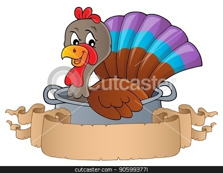 Turkey Bird In Pan Theme Banner 1 Stock Vector