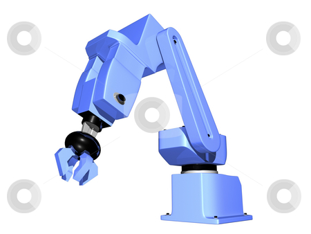 To use this stock image in your creative project, please select the size you need over to the right and click the "Add to Cart" button.
Your downloaded image will come with the Cutcaster watermark removed so don’t worry about the watermark you see on this page. 3D Robotic Arm isolated stock photo, 3D Robotic arm isolated on white background by John Teeter