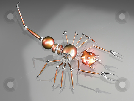 To use this stock image in your creative project, please select the size you need over to the right and click the "Add to Cart" button.
Your downloaded image will come with the Cutcaster watermark removed so don’t worry about the watermark you see on this page. 3D robotic scorpion orange side view stock photo, 3d robotic scorpion orange on grey reflective background by John Teeter