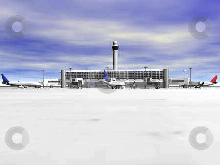 To use this stock image in your creative project, please select the size you need over to the right and click the "Add to Cart" button.
Your downloaded image will come with the Cutcaster watermark removed so don’t worry about the watermark you see on this page. 3D Airport front view stock photo, 3D Airport with planes front view by John Teeter