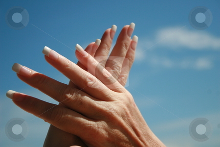 To use this stock image in your creative project, please select the size you need over to the right and click the "Add to Cart" button.
Your downloaded image will come with the Cutcaster watermark removed so don’t worry about the watermark you see on this page. Manicure stock photo, A womans beautiful hands with a fresh manicure and acrylic nails. by Crystal Kirk