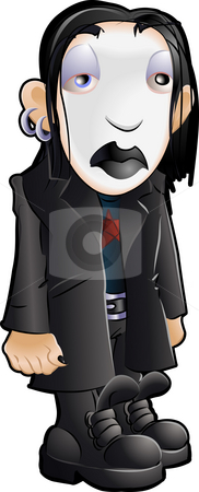 To use this stock image in your creative project, please select the size you need over to the right and click the "Add to Cart" button.
Your downloaded image will come with the Cutcaster watermark removed so don’t worry about the watermark you see on this page. Teen Youth Cliques Goth stock photo, Vector illustration of a teenager, part of the goth clique or tribe by Christos Georghiou