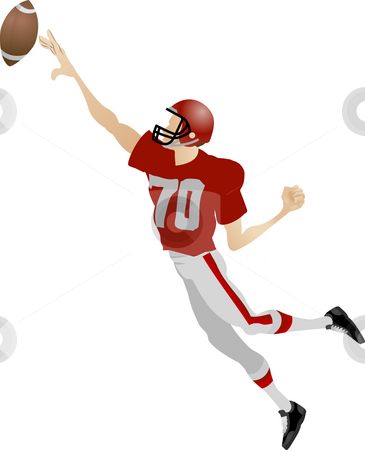 To use this stock image in your creative project, please select the size you need over to the right and click the "Add to Cart" button.
Your downloaded image will come with the Cutcaster watermark removed so don’t worry about the watermark you see on this page. American footballer stock photo, An illustration of an American footballer jumping to try and catch a ball by Christos Georghiou
