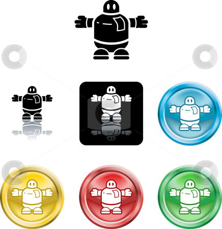 To use this stock image in your creative project, please select the size you need over to the right and click the "Add to Cart" button.
Your downloaded image will come with the Cutcaster watermark removed so don’t worry about the watermark you see on this page. Robot icon symbol stock photo, Several versions of an icon symbol of a stylised robot by Christos Georghiou