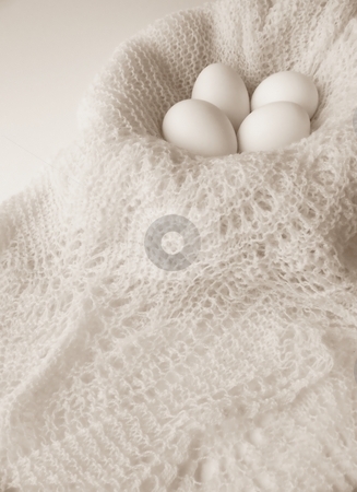 To use this stock image in your creative project, please select the size you need over to the right and click the "Add to Cart" button.
Your downloaded image will come with the Cutcaster watermark removed so don’t worry about the watermark you see on this page. Eggs and Crochet, Black and White Vertical stock photo, Image of four white eggs sitting in a bowl covered with a finely crocheted shawl. Black and white with vertical orientation. by Jill Oliver