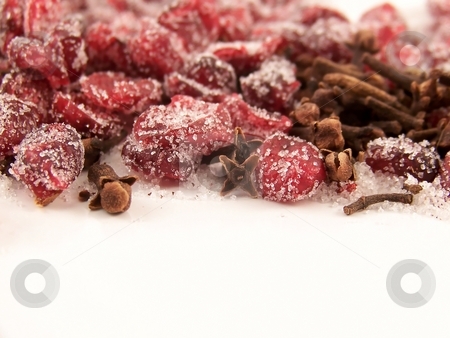 To use this stock image in your creative project, please select the size you need over to the right and click the "Add to Cart" button.
Your downloaded image will come with the Cutcaster watermark removed so don’t worry about the watermark you see on this page. Dried Cranberries and Sugar and Cloves stock photo, Image of dried cranberries mixed with cloves and white granulated sugar. by Jill Oliver