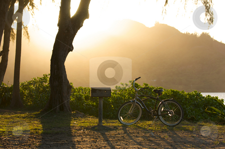 To use this stock image in your creative project, please select the size you need over to the right and click the "Add to Cart" button.
Your downloaded image will come with the Cutcaster watermark removed so don’t worry about the watermark you see on this page. Sunset on Hanalei Bay stock photo, Sunset on Hanalei Bay with Backlit Bike and BBQ. by Andy Dean