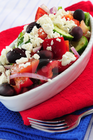 To use this stock image in your creative project, please select the size you need over to the right and click the "Add to Cart" button.
Your downloaded image will come with the Cutcaster watermark removed so don’t worry about the watermark you see on this page. Greek salad stock photo, Greek salad with feta cheese and black kalamata olives by Elena Elisseeva