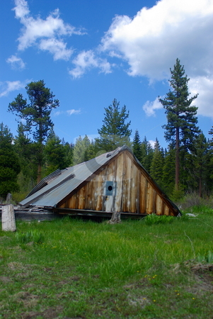 To use this stock image in your creative project, please select the size you need over to the right and click the "Add to Cart" button.
Your downloaded image will come with the Cutcaster watermark removed so don’t worry about the watermark you see on this page. Old Colapsed Mountain Cabin stock photo, An old cabin in ruins in a high sierra meadow by Lynn Bendickson