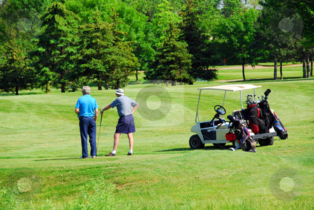 To use this stock image in your creative project, please select the size you need over to the right and click the "Add to Cart" button.
Your downloaded image will come with the Cutcaster watermark removed so don’t worry about the watermark you see on this page. Seniors golfing stock photo, Two senior men on golf course by Elena Elisseeva