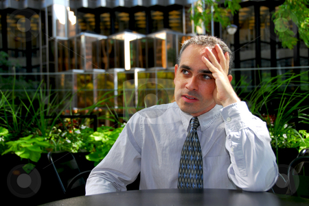 To use this stock image in your creative project, please select the size you need over to the right and click the "Add to Cart" button.
Your downloaded image will come with the Cutcaster watermark removed so don’t worry about the watermark you see on this page. Businessman frustrated stock photo, Businessman sitting in outdoor cafe frustrated by Elena Elisseeva
