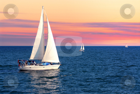 To use this stock image in your creative project, please select the size you need over to the right and click the "Add to Cart" button.
Your downloaded image will come with the Cutcaster watermark removed so don’t worry about the watermark you see on this page. Sailboats at sunset stock photo, Sailboat sailing towards sunset on a calm evening by Elena Elisseeva
