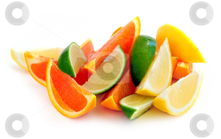 To use this stock image in your creative project, please select the size you need over to the right and click the "Add to Cart" button.
Your downloaded image will come with the Cutcaster watermark removed so don’t worry about the watermark you see on this page. Citrus wedges stock photo, Wedges of assorted citrus fruits isolated on white background by Elena Elisseeva