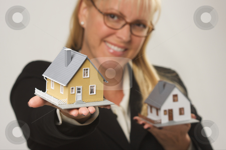 To use this stock image in your creative project, please select the size you need over to the right and click the "Add to Cart" button.
Your downloaded image will come with the Cutcaster watermark removed so don’t worry about the watermark you see on this page. Houses in Female Hands stock photo, Female holding two houses and presenting one. by Andy Dean