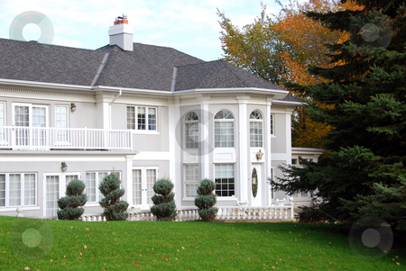 To use this stock image in your creative project, please select the size you need over to the right and click the "Add to Cart" button.
Your downloaded image will come with the Cutcaster watermark removed so don’t worry about the watermark you see on this page. Mansion stock photo, Beautiful mansion in grey and white color by Elena Elisseeva