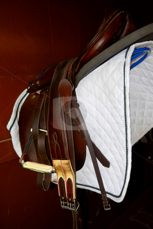 To use this stock image in your creative project, please select the size you need over to the right and click the "Add to Cart" button.
Your downloaded image will come with the Cutcaster watermark removed so don’t worry about the watermark you see on this page. Saddle stock photo, Saddle on a rack in a tack room, horseback riding equipment by Elena Elisseeva
