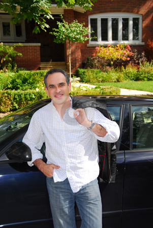 To use this stock image in your creative project, please select the size you need over to the right and click the "Add to Cart" button.
Your downloaded image will come with the Cutcaster watermark removed so don’t worry about the watermark you see on this page. Man house car stock photo, A man standing outside leaning on his car in front of his house by Elena Elisseeva