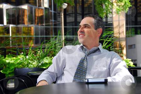 To use this stock image in your creative project, please select the size you need over to the right and click the "Add to Cart" button.
Your downloaded image will come with the Cutcaster watermark removed so don’t worry about the watermark you see on this page. Businessman relax stock photo, Businessman relaxing in outdoor cafe after work by Elena Elisseeva